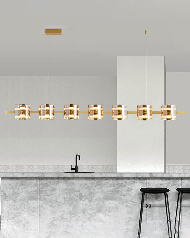 Diff Glass Brass Linear Chandelier-DF2219B
