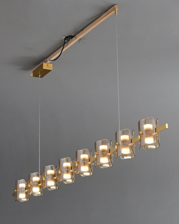 Diff Glass Brass Linear Chandelier-DF2219B
