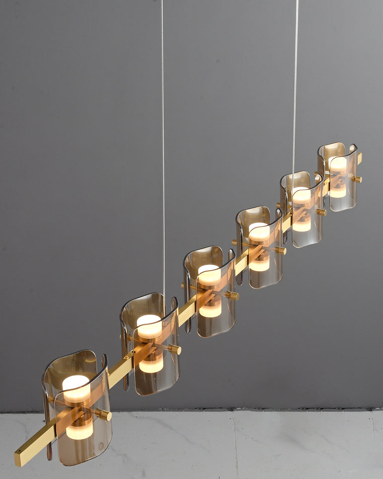 Diff Glass Brass Linear Chandelier-DF2219B