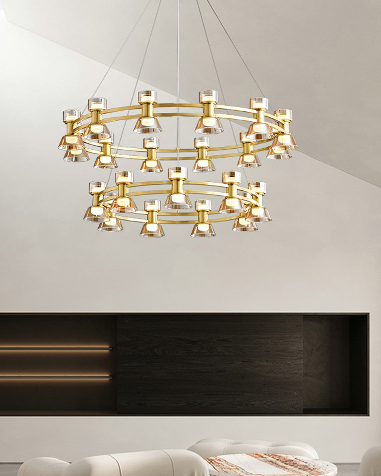 Diff Double Circular Brass Chandelier-DF2224