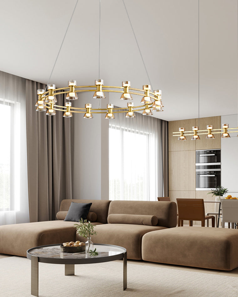 Diff Double Circular Brass Chandelier-DF2224