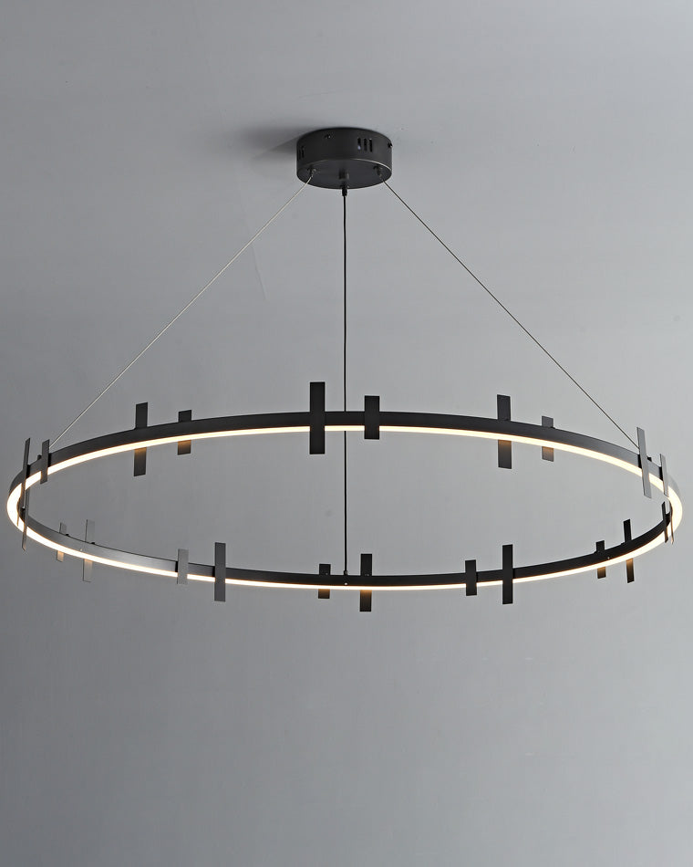 Diff Black Brass Circular Chandelier-DF2237