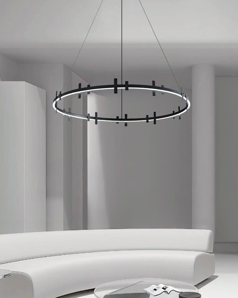 Diff Black Brass Circular Chandelier-DF2237