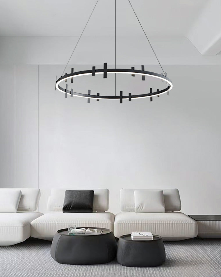 Diff Black Brass Circular Chandelier-DF2237