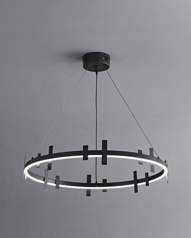 Diff Black Brass Circular Chandelier-DF2237