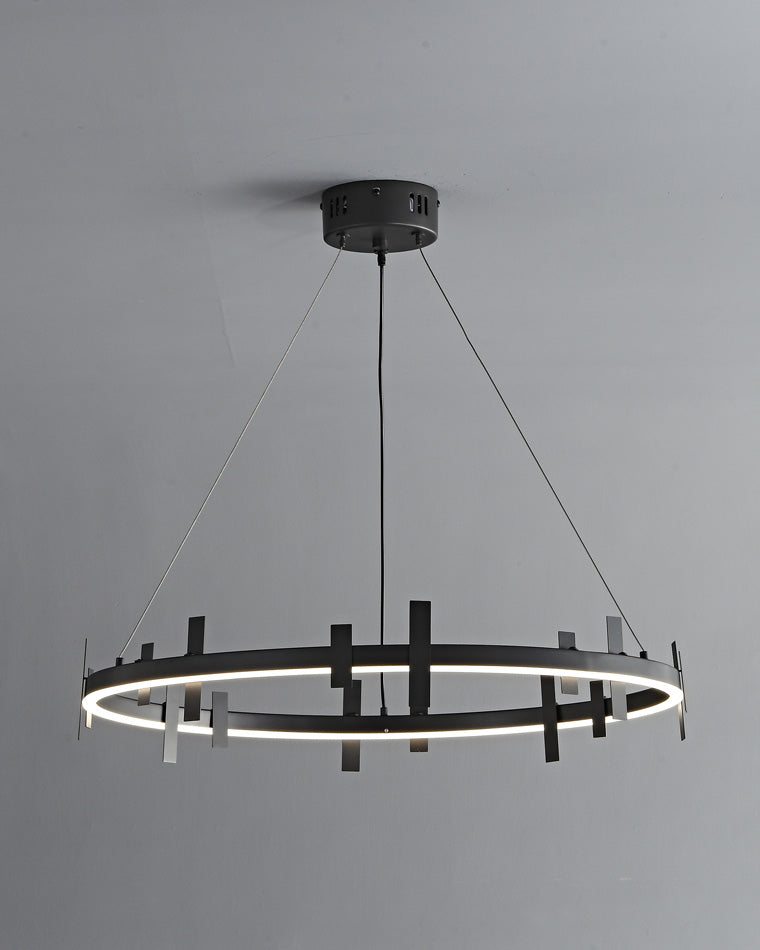 Diff Black Brass Circular Chandelier-DF2237