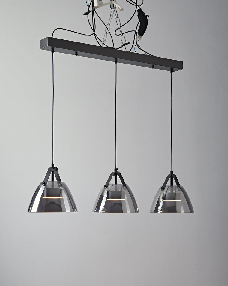 Diff 3 Light Smoked Glass Pendant Light-DF2238