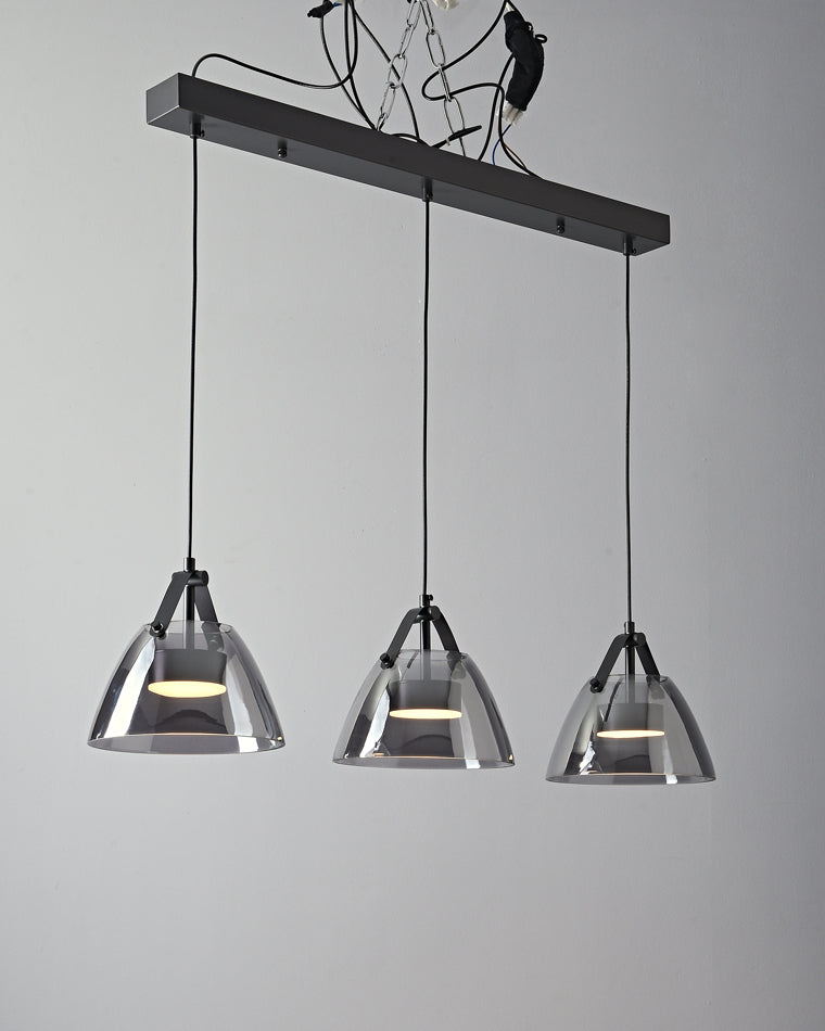 Diff 3 Light Smoked Glass Pendant Light-DF2238