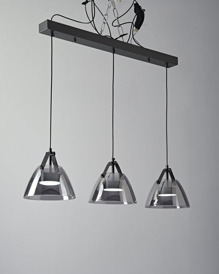 Diff 3 Light Smoked Glass Pendant Light-DF2238