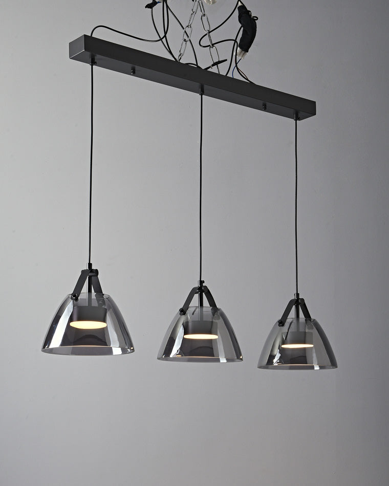 Diff 3 Light Smoked Glass Pendant Light-DF2238