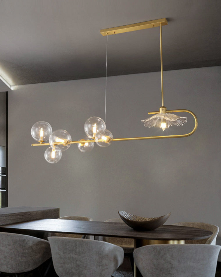 Diff Linear Glass Bubble Brass Chandelier-DF2252