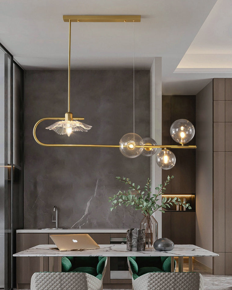 Diff Linear Glass Bubble Brass Chandelier-DF2252