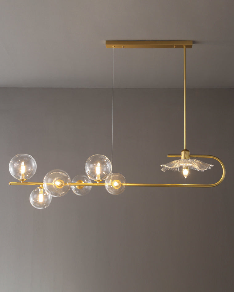 Diff Linear Glass Bubble Brass Chandelier-DF2252