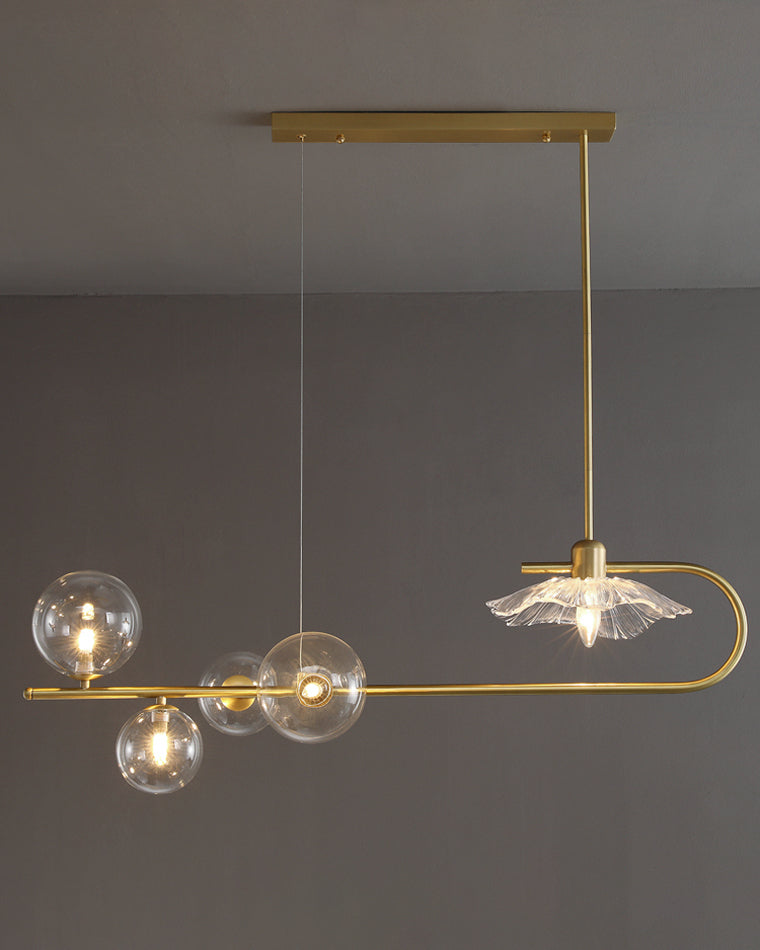 Diff Linear Glass Bubble Brass Chandelier-DF2252