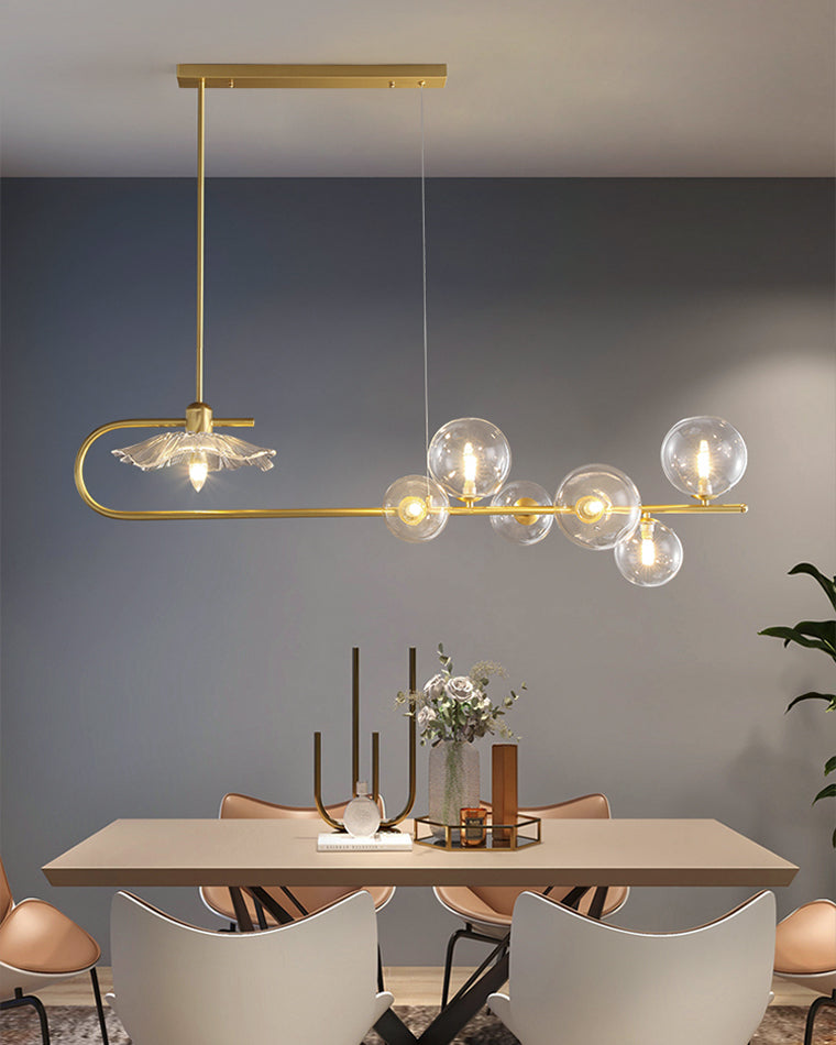 Diff Linear Glass Bubble Brass Chandelier-DF2252