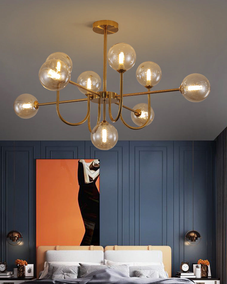 Diff Glass Globe Brass Arm Chandelier-DF2255