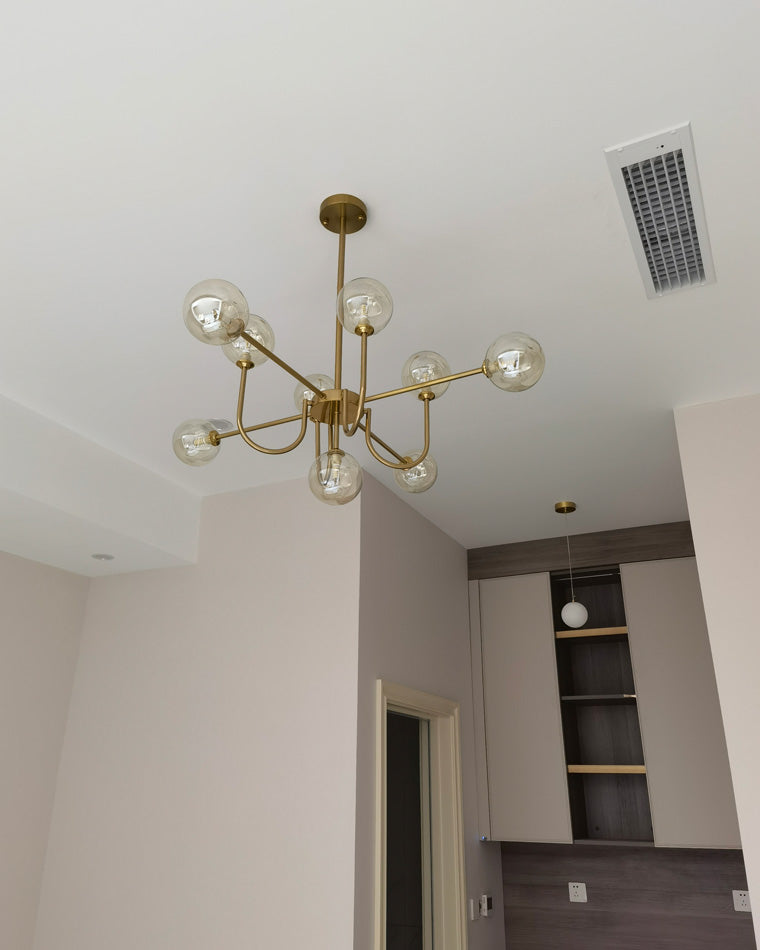 Diff Glass Globe Brass Arm Chandelier-DF2255