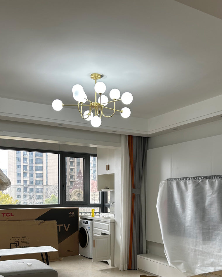 Diff Glass Globe Brass Arm Chandelier-DF2255