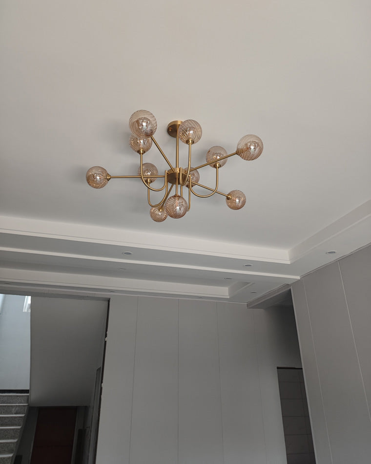 Diff Glass Globe Brass Arm Chandelier-DF2255