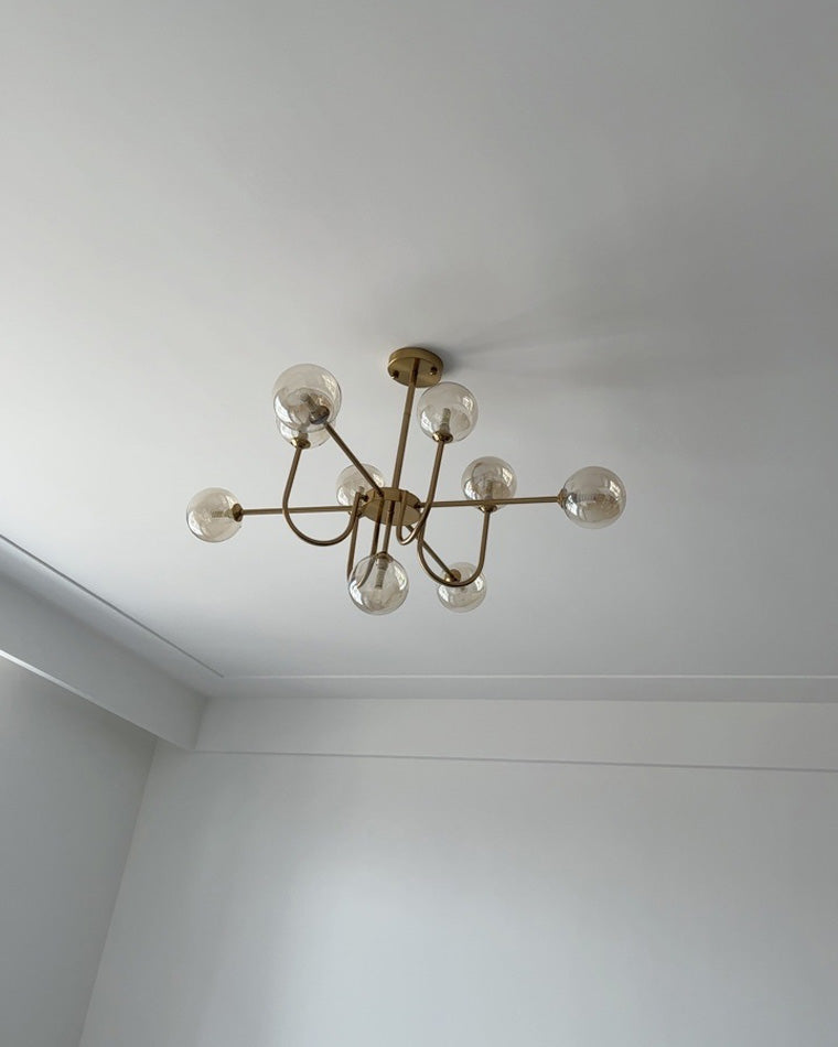 Diff Glass Globe Brass Arm Chandelier-DF2255