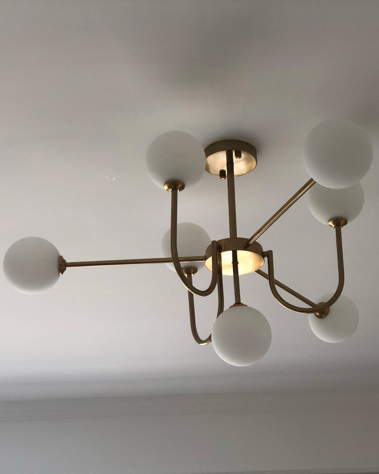 Diff Glass Globe Brass Arm Chandelier-DF2255