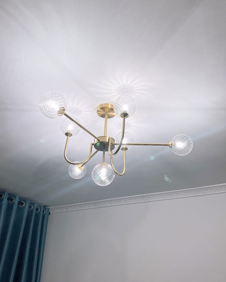 Diff Glass Globe Brass Arm Chandelier-DF2255