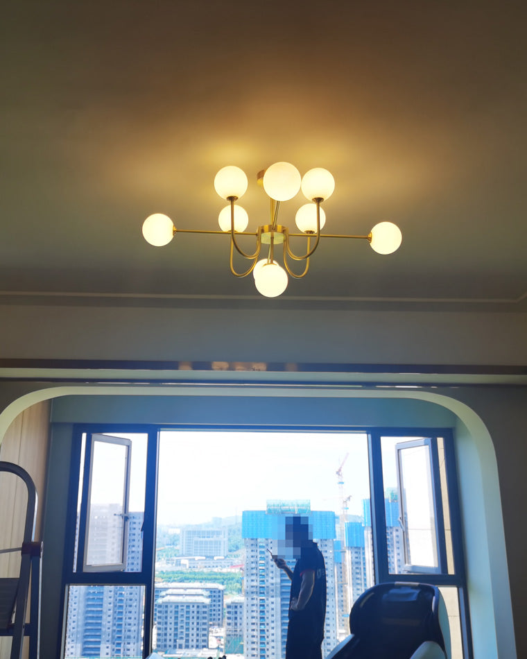 Diff Glass Globe Brass Arm Chandelier-DF2255