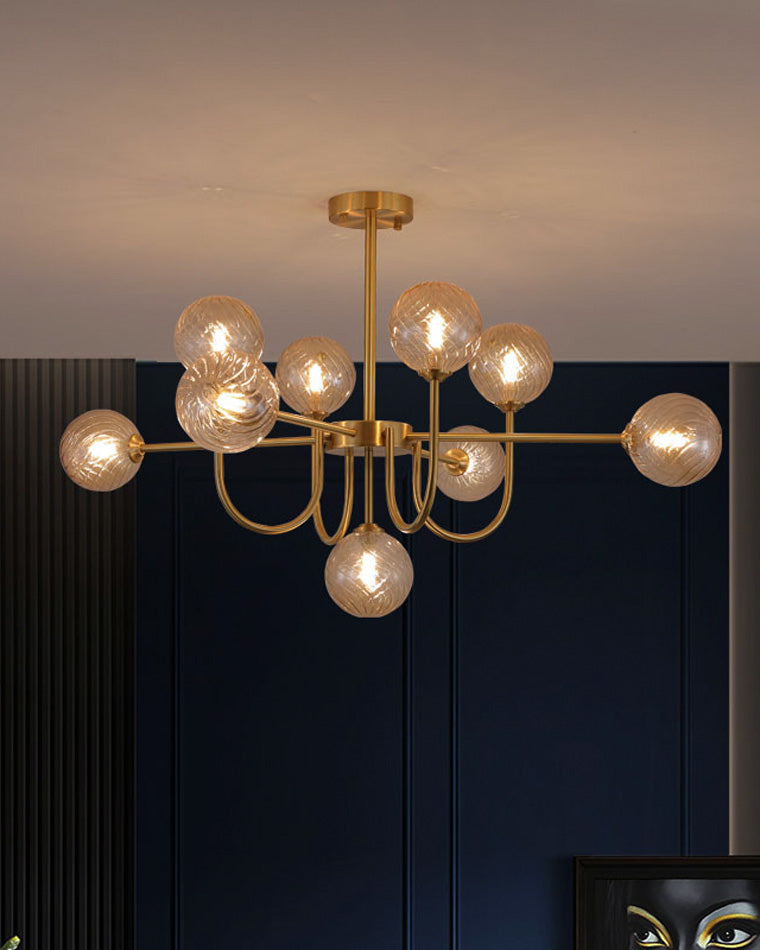 Diff Glass Globe Brass Arm Chandelier-DF2255