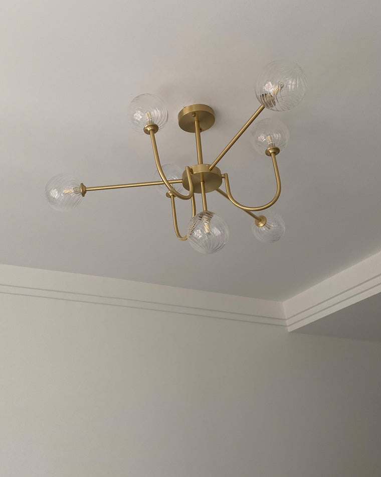 Diff Glass Globe Brass Arm Chandelier-DF2255