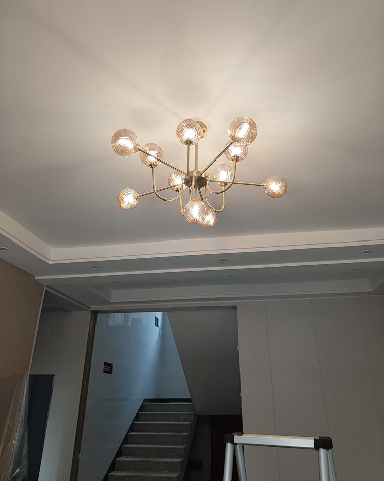 Diff Glass Globe Brass Arm Chandelier-DF2255