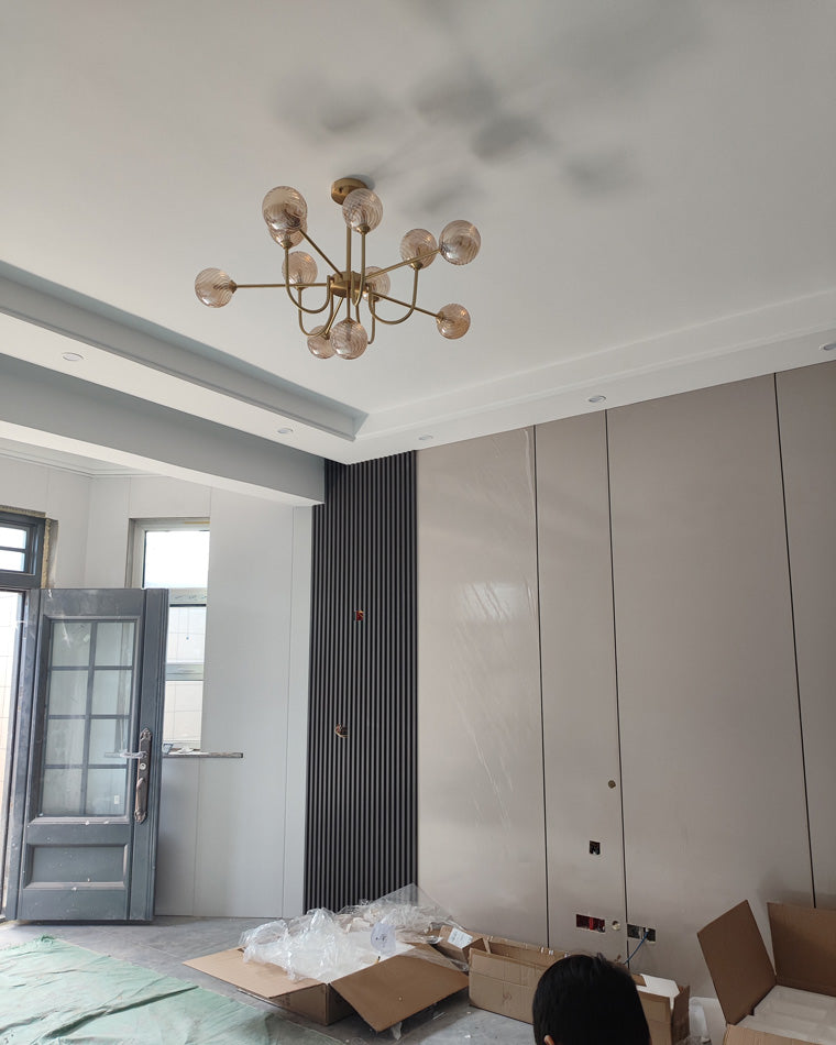 Diff Glass Globe Brass Arm Chandelier-DF2255