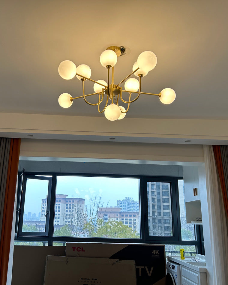 Diff Glass Globe Brass Arm Chandelier-DF2255