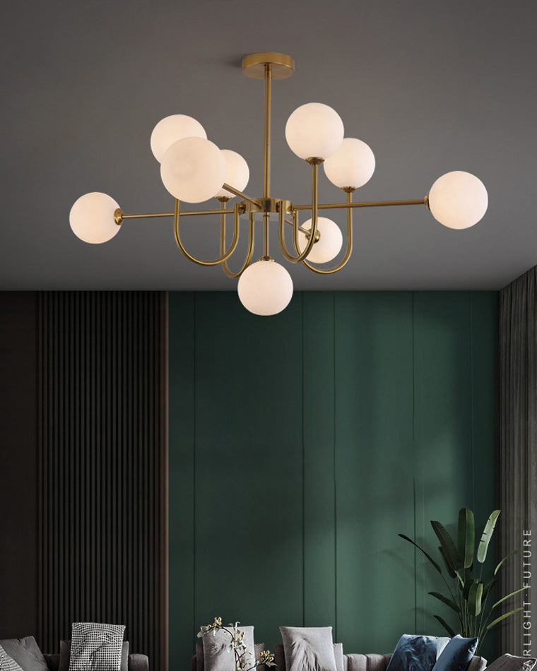 Diff Glass Globe Brass Arm Chandelier-DF2255