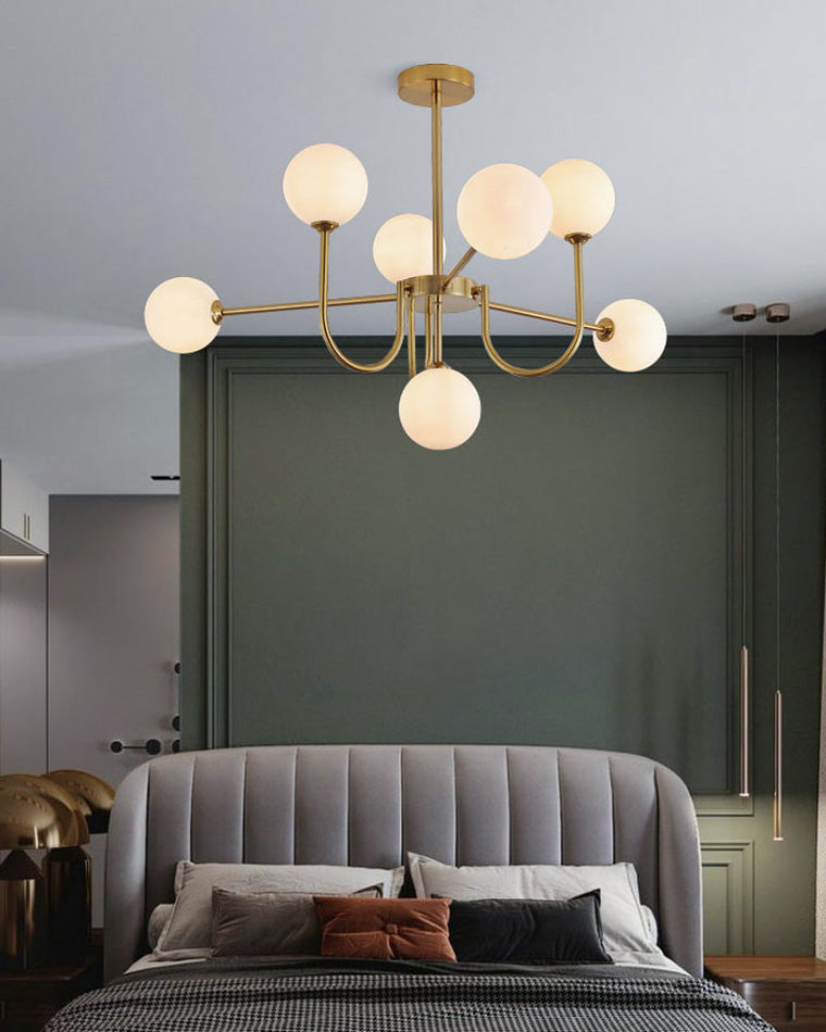 Diff Glass Globe Brass Arm Chandelier-DF2255