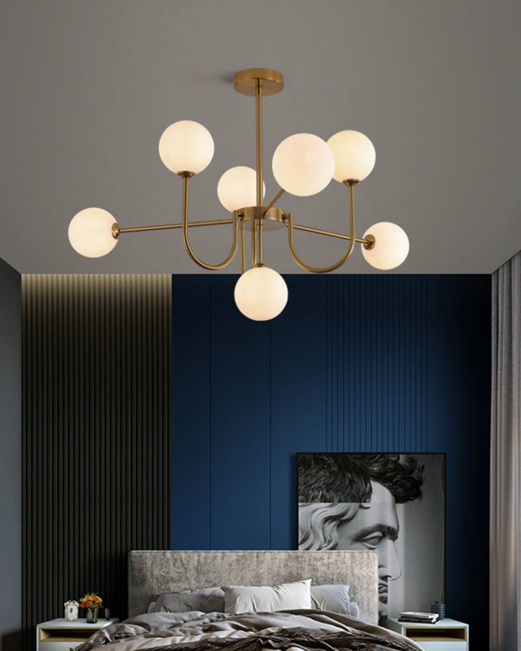 Diff Glass Globe Brass Arm Chandelier-DF2255