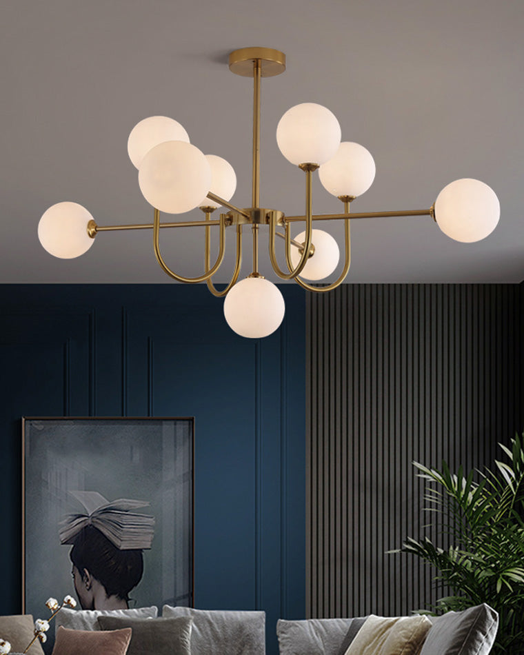 Diff Glass Globe Brass Arm Chandelier-DF2255