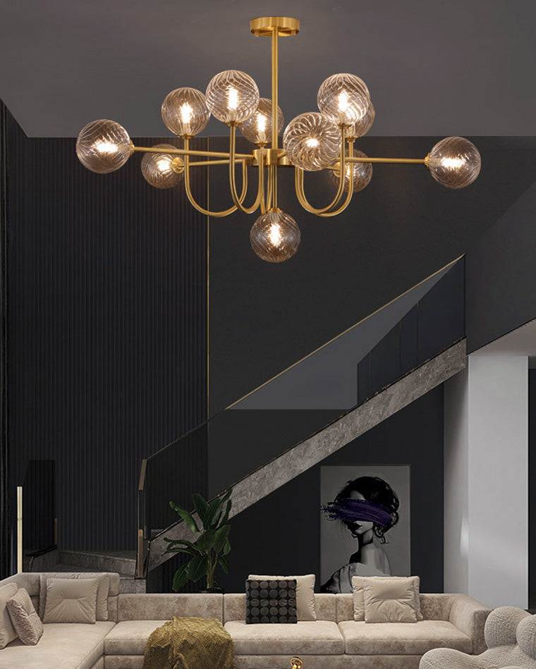 Diff Glass Globe Brass Arm Chandelier-DF2255