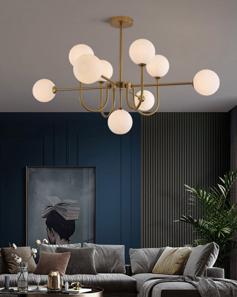 Diff Glass Globe Brass Arm Chandelier-DF2255