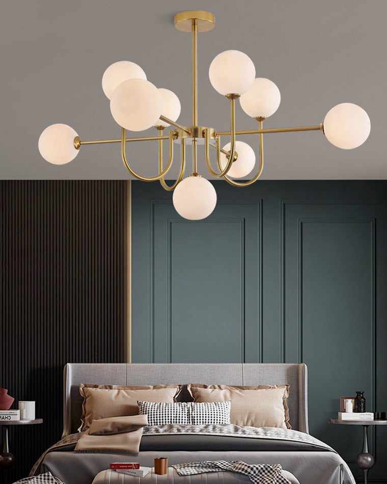 Diff Glass Globe Brass Arm Chandelier-DF2255