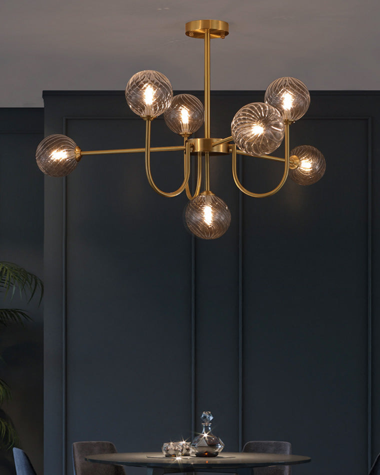 Diff Glass Globe Brass Arm Chandelier-DF2255