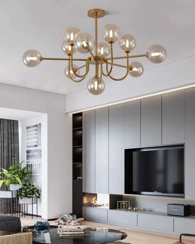 Diff Glass Globe Brass Arm Chandelier-DF2255