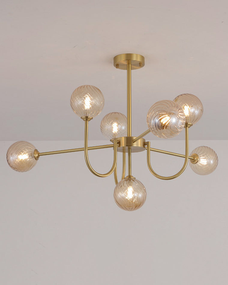 Diff Glass Globe Brass Arm Chandelier-DF2255