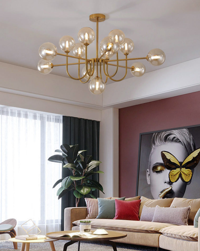 Diff Glass Globe Brass Arm Chandelier-DF2255