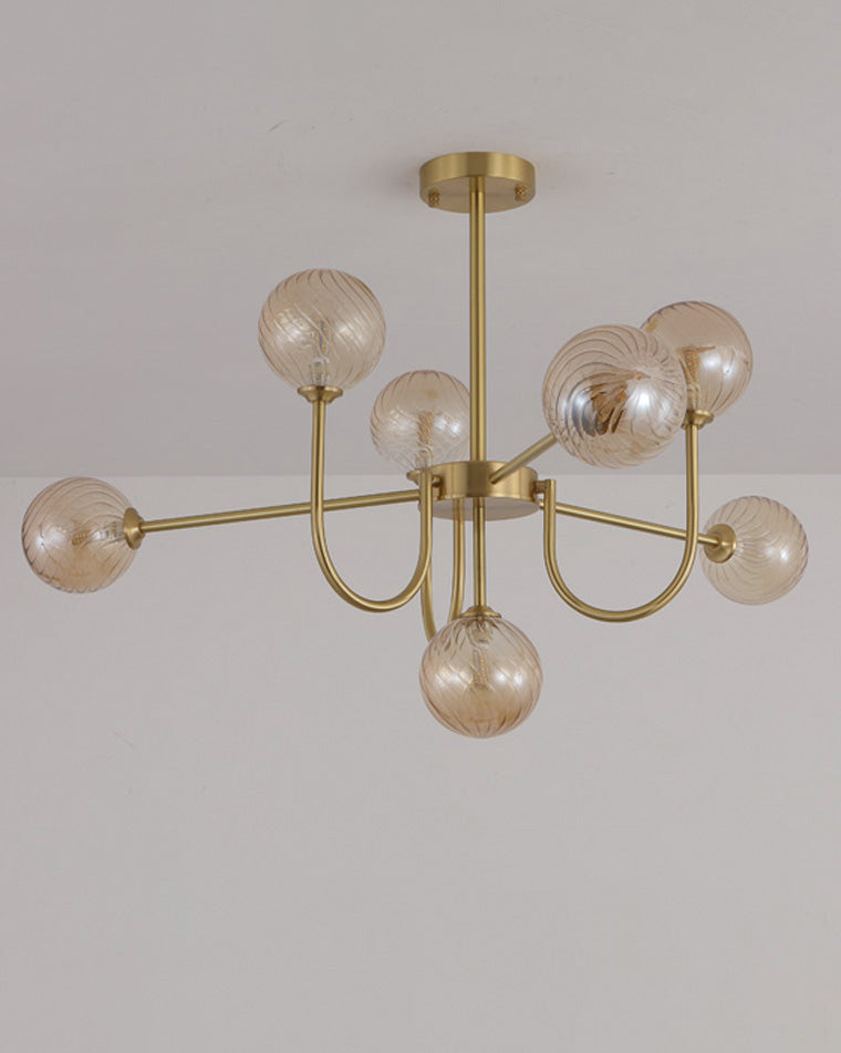 Diff Glass Globe Brass Arm Chandelier-DF2255