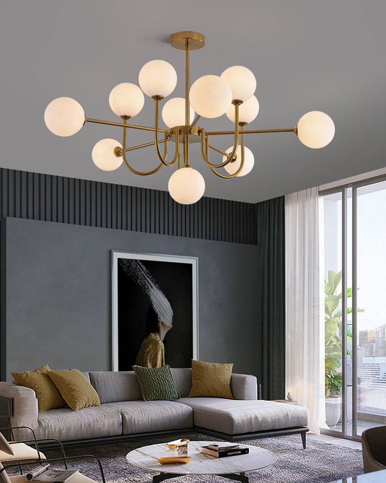 Diff Glass Globe Brass Arm Chandelier-DF2255
