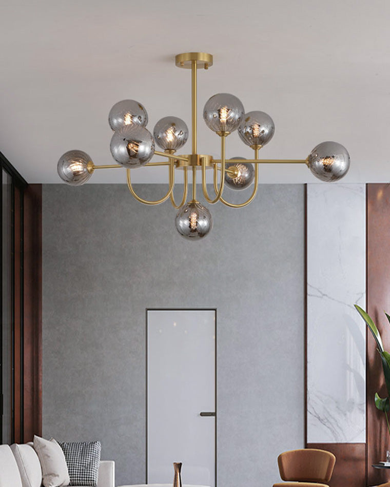 Diff Glass Globe Brass Arm Chandelier-DF2255