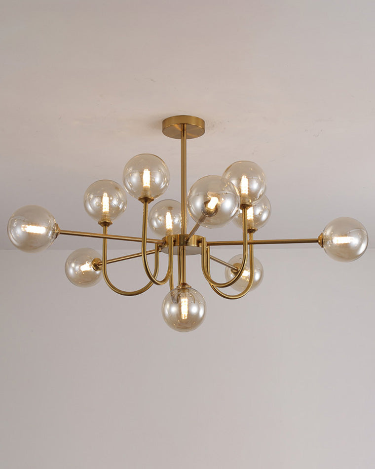 Diff Glass Globe Brass Arm Chandelier-DF2255