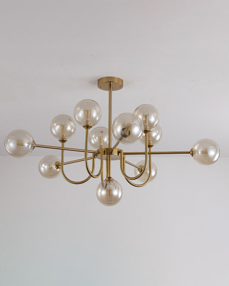 Diff Glass Globe Brass Arm Chandelier-DF2255
