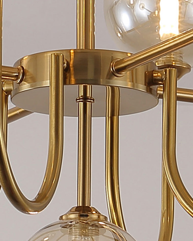 Diff Glass Globe Brass Arm Chandelier-DF2255