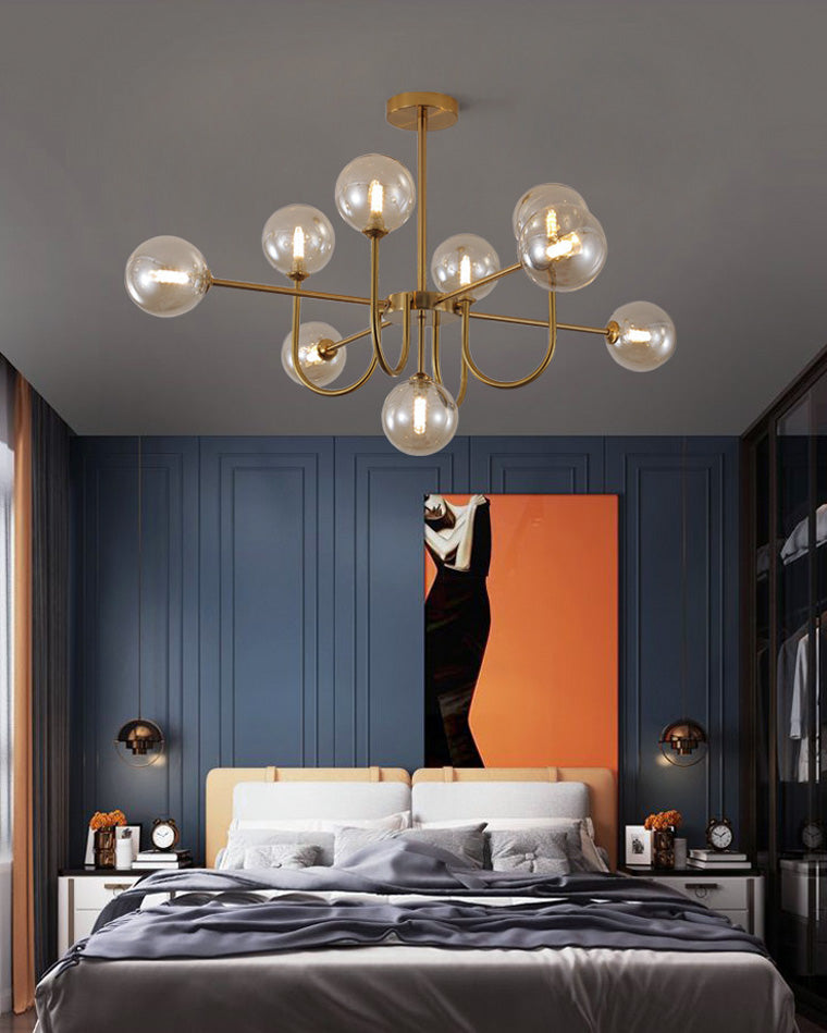 Diff Glass Globe Brass Arm Chandelier-DF2255